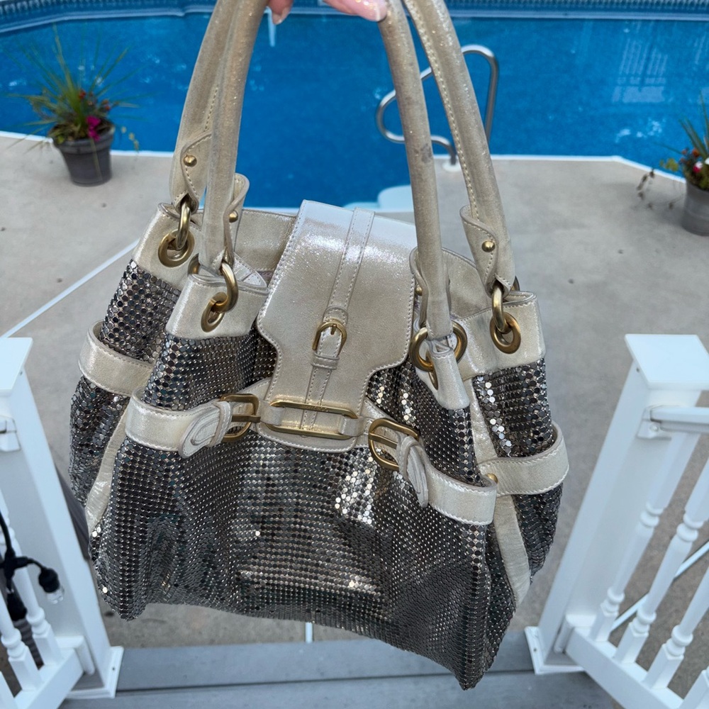 Jimmy Choo Medium Tulita Shoulder Bag- Elegant Silver and Gold